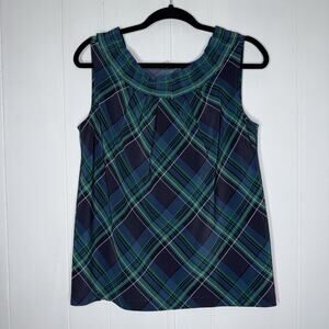 Talbots Women’s Green Plaid Tank Top Size Small